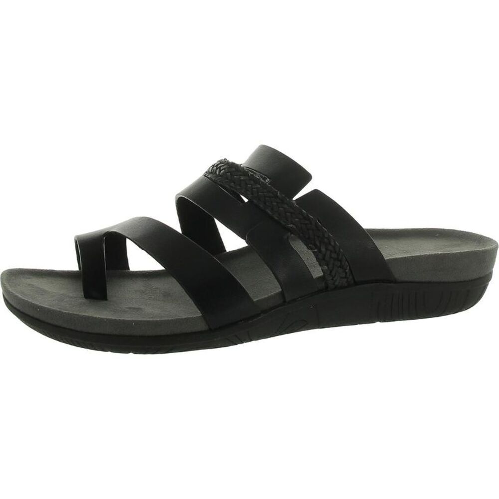 Baretraps Womens Jorry Black Faux Leather Open Toe Wedge Sandals New